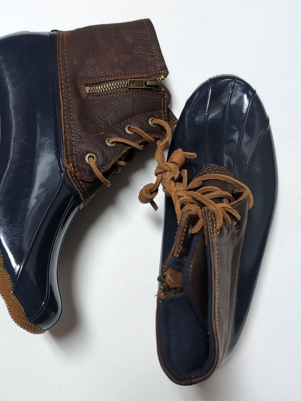 Sperry Navy and Brown Women's Waterproof Duck Boots - Picture 2 of 5